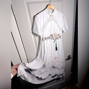 Aofeini dress White with red sun and cranes